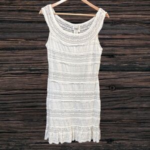 Max Studio Cream Ruffled Tiered Mini Dress